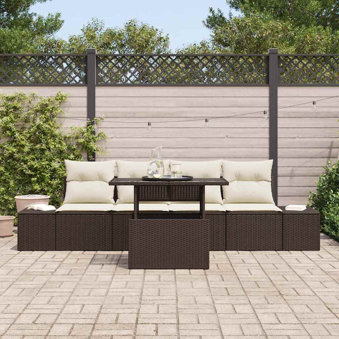 Set de canapele pentru grădină cu pernă 5 pcs maro și crem - WALTI WALTI