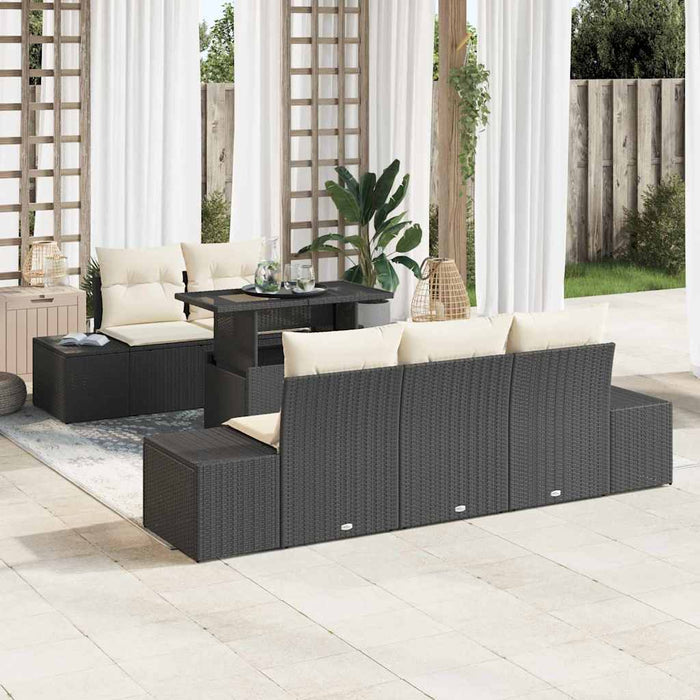 Set de canapele pentru grădină cu pernă 6 pcs negru și crem - WALTI WALTI