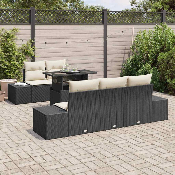 Set de canapele pentru grădină cu pernă 6 pcs negru și crem - WALTI WALTI