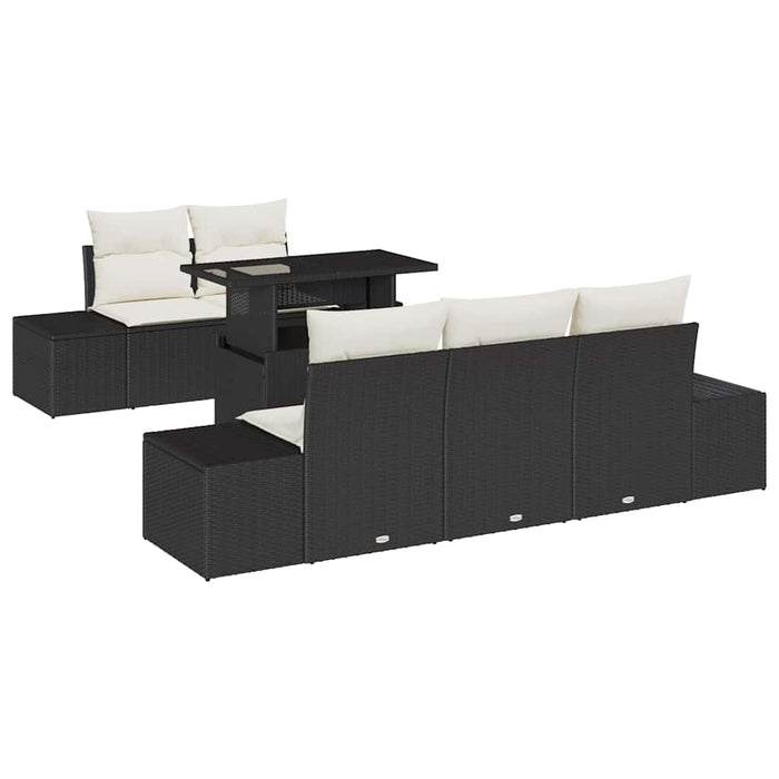Set de canapele pentru grădină cu pernă 6 pcs negru și crem - WALTI WALTI
