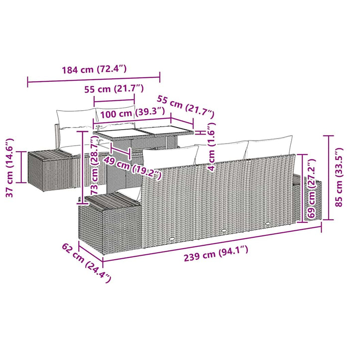 Set de canapele pentru grădină cu pernă 6 pcs negru și crem - WALTI WALTI