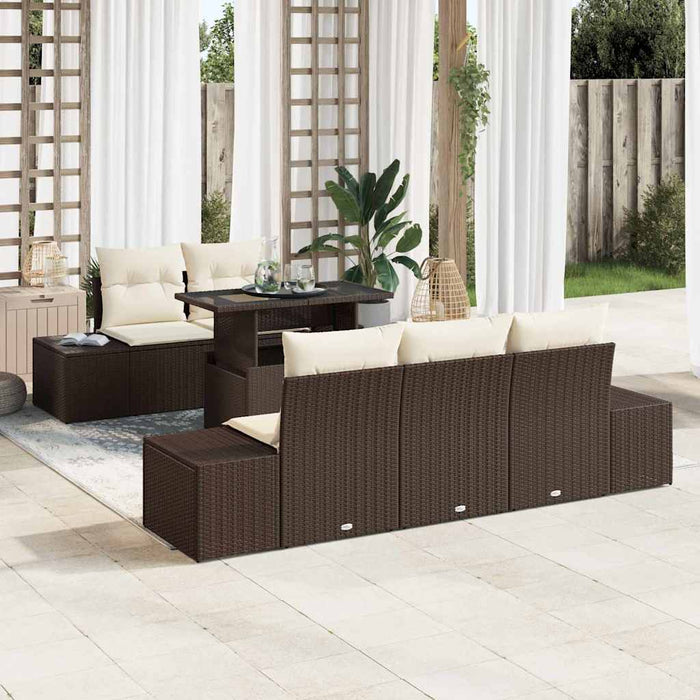 Set de canapele pentru grădină cu pernă 6 pcs maro și crem - WALTI WALTI