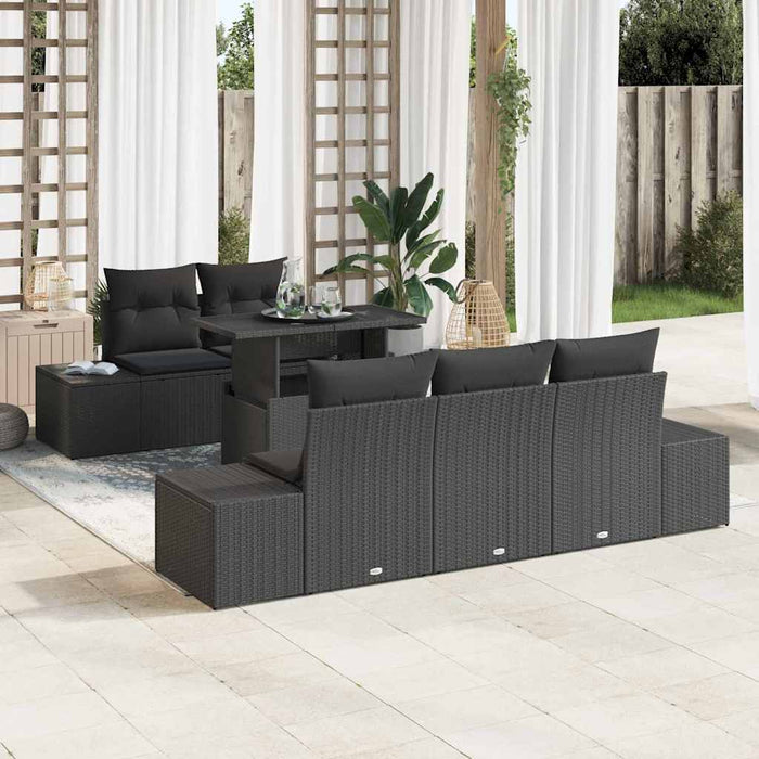 Set de canapea cu pernă Manual 6 pcs Negru poliratan - WALTI WALTI