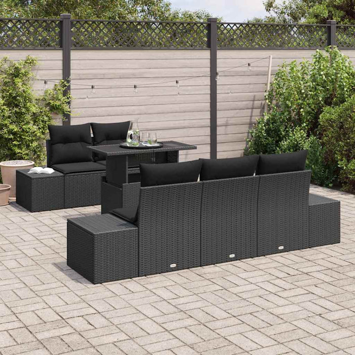 Set de canapea cu pernă Manual 6 pcs Negru poliratan - WALTI WALTI