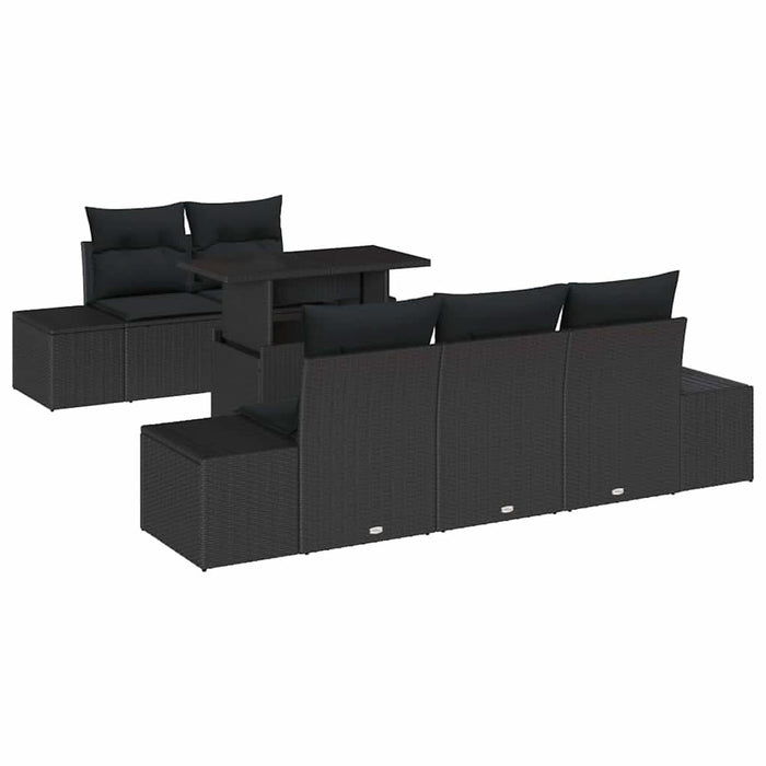 Set de canapea cu pernă Manual 6 pcs Negru poliratan - WALTI WALTI