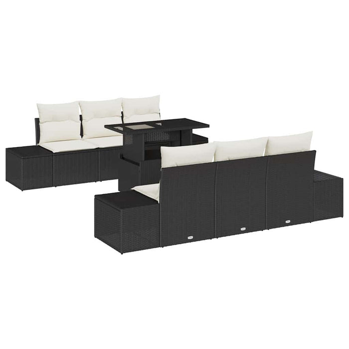 Set de canapele pentru grădină cu pernă 7 pcs negru și crem - WALTI WALTI