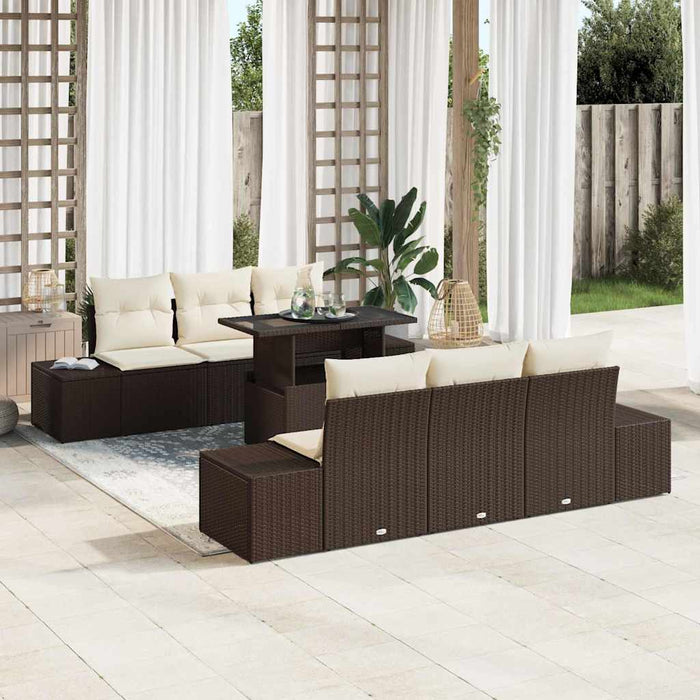 Set de canapele pentru grădină cu pernă 7 pcs maro și crem - WALTI WALTI