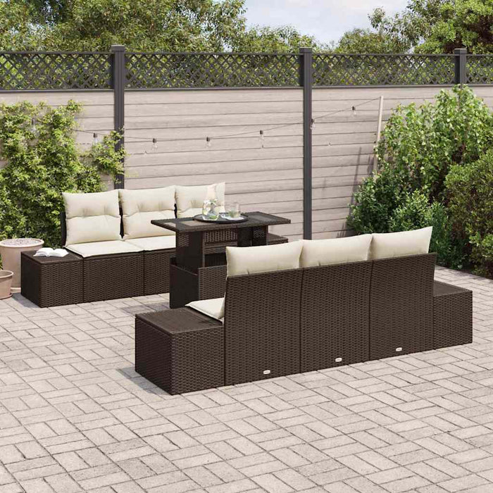 Set de canapele pentru grădină cu pernă 7 pcs maro și crem - WALTI WALTI