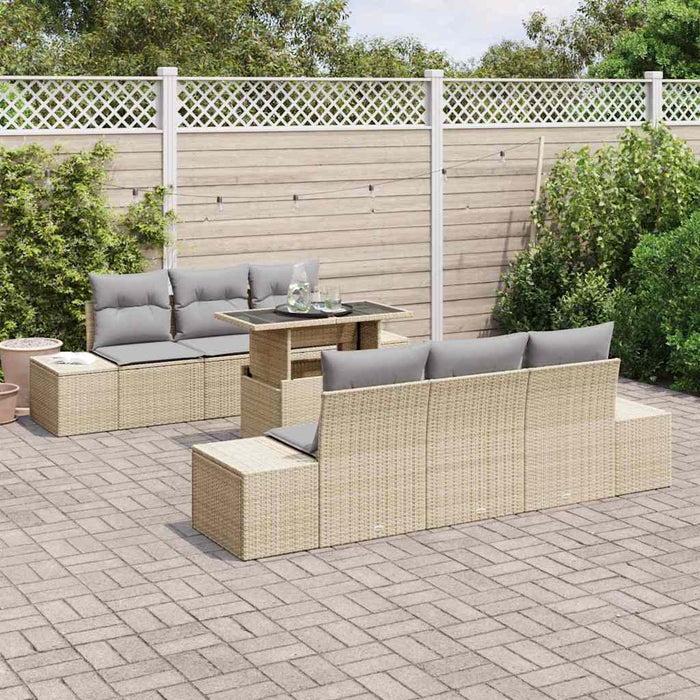 Set de canapele pentru grădină 7 pcs bej și gri deschis - WALTI WALTI