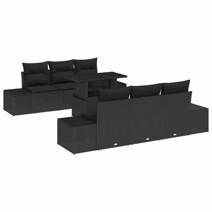 Set de canapea cu pernă Manual 7 pcs Negru poliratan - WALTI WALTI