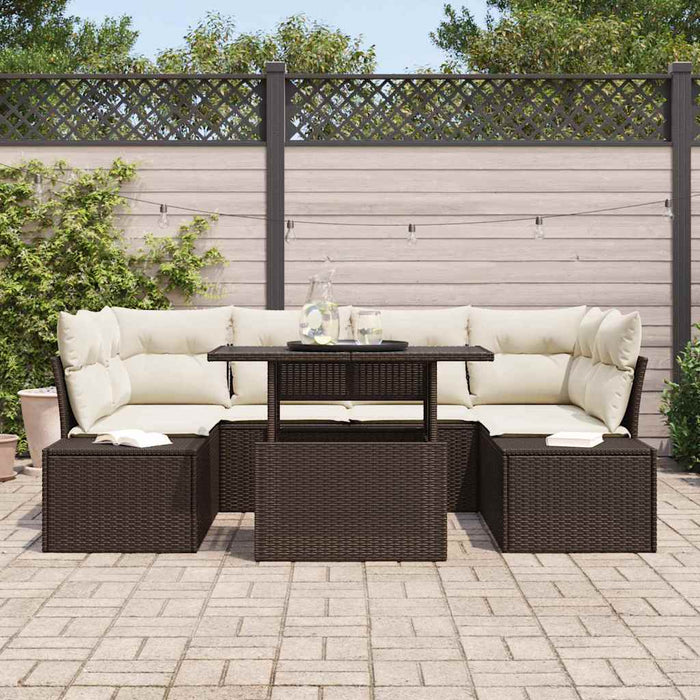 Set de canapele pentru grădină cu pernă 7 pcs maro și crem - WALTI WALTI