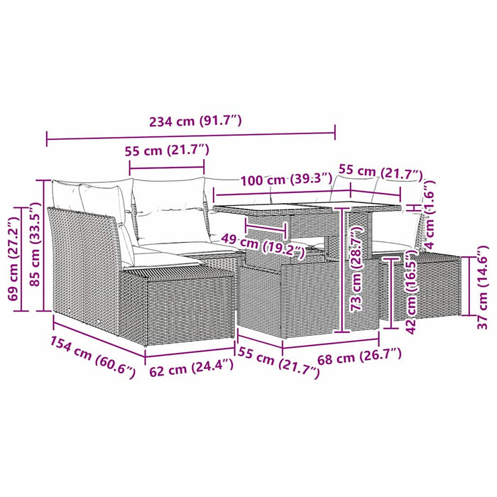 Set de canapele pentru grădină 7 pcs Gri 100 x 55 x 73 cm - WALTI WALTI