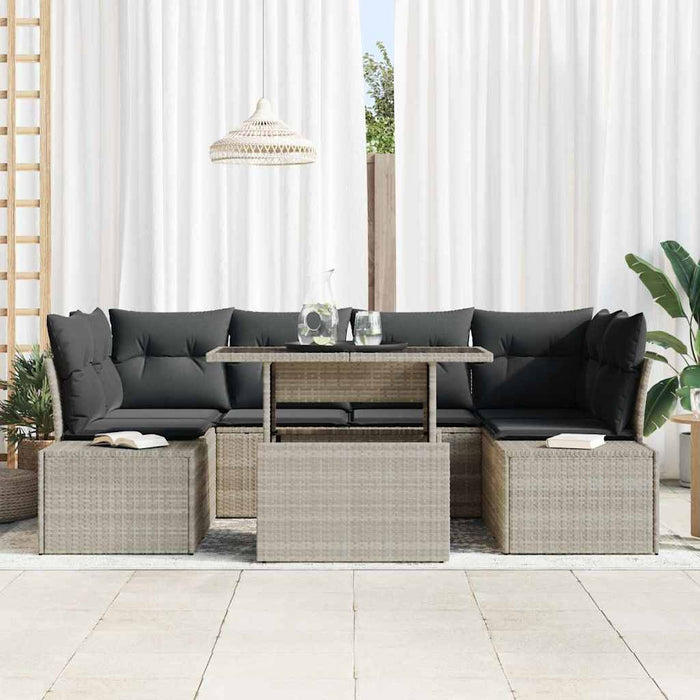 Set de canapele pentru grădină cu pernă 7 pcs Gri deschis - WALTI WALTI