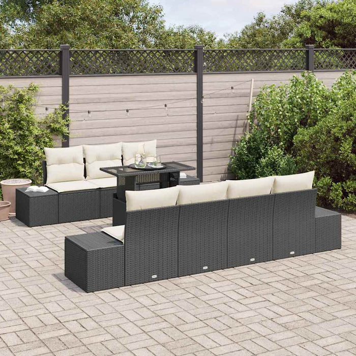 Set de canapele pentru grădină cu pernă 8 pcs negru și crem - WALTI WALTI