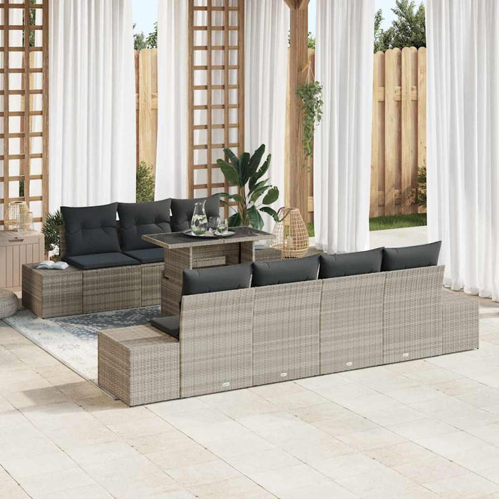 Set de canapele pentru grădină cu pernă 8 pcs Gri deschis - WALTI WALTI
