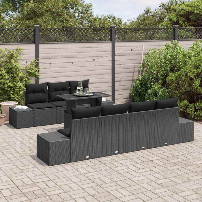 Set de canapea cu pernă Manual 8 pcs Negru poliratan - WALTI WALTI