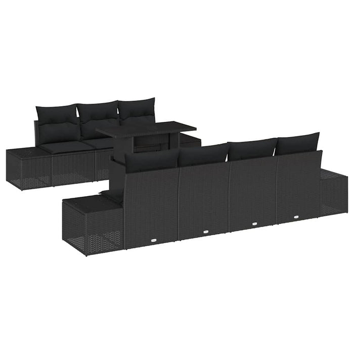 Set de canapea cu pernă Manual 8 pcs Negru poliratan - WALTI WALTI