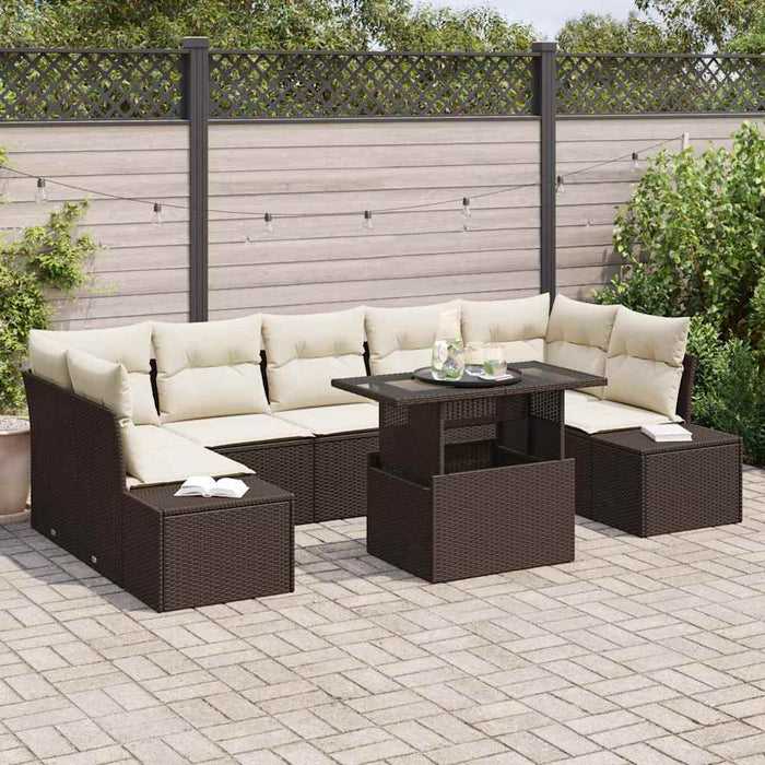 Set de canapele pentru grădină cu pernă 8 pcs maro și crem - WALTI WALTI