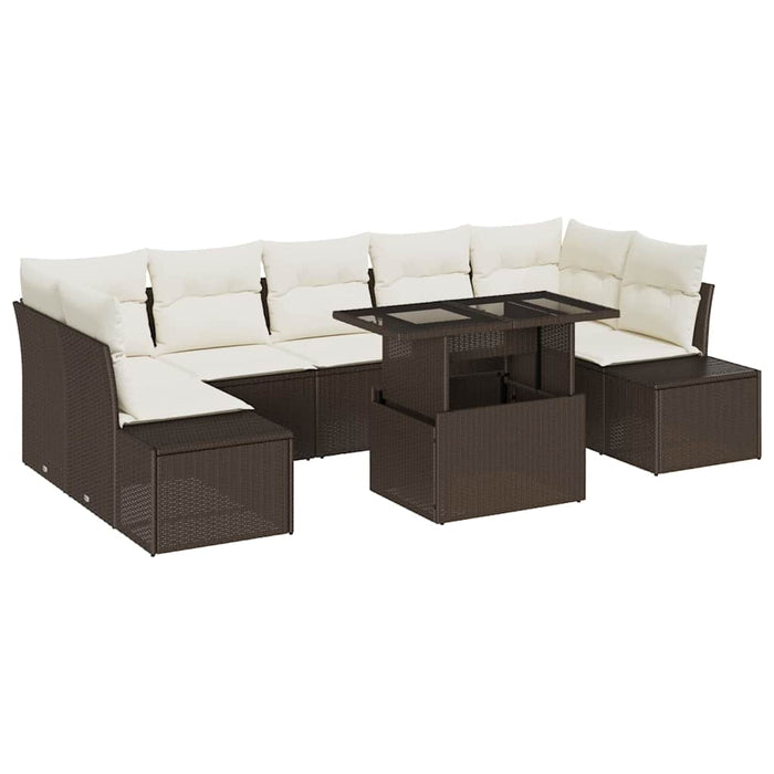 Set de canapele pentru grădină cu pernă 8 pcs maro și crem - WALTI WALTI