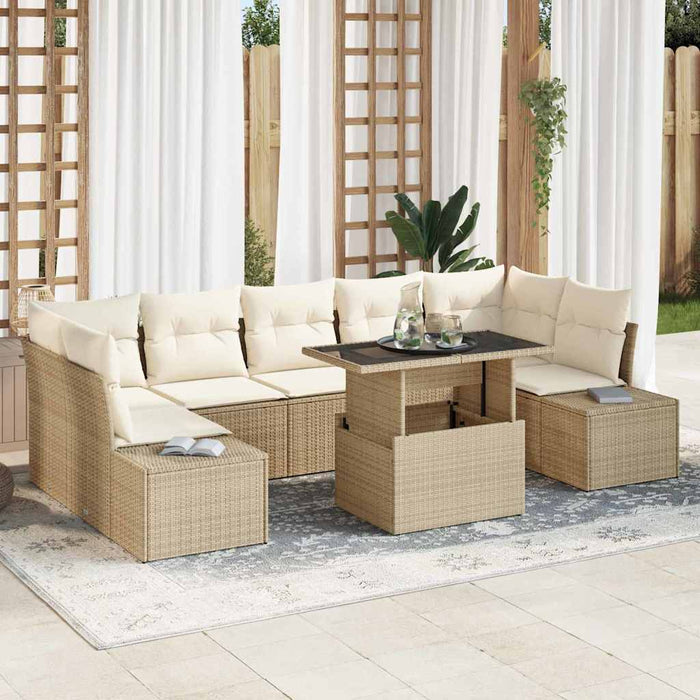 Set de canapele pentru grădină cu pernă 8 pcs bej și crem - WALTI WALTI