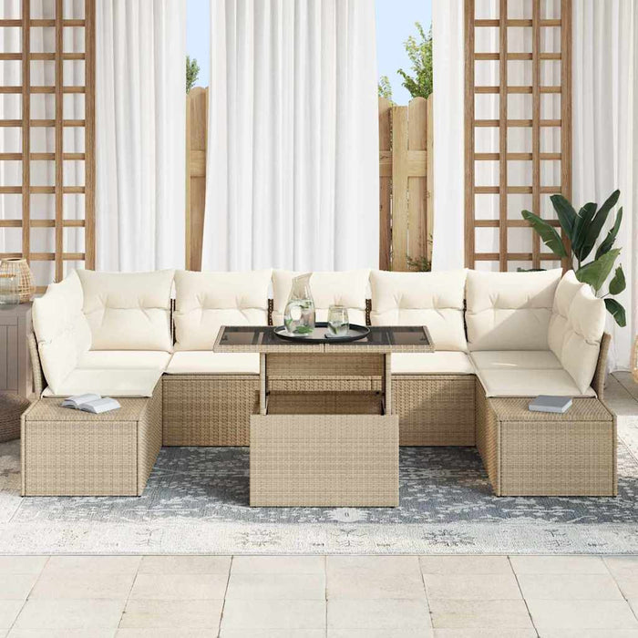 Set de canapele pentru grădină cu pernă 8 pcs bej și crem - WALTI WALTI