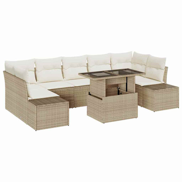 Set de canapele pentru grădină cu pernă 8 pcs bej și crem - WALTI WALTI