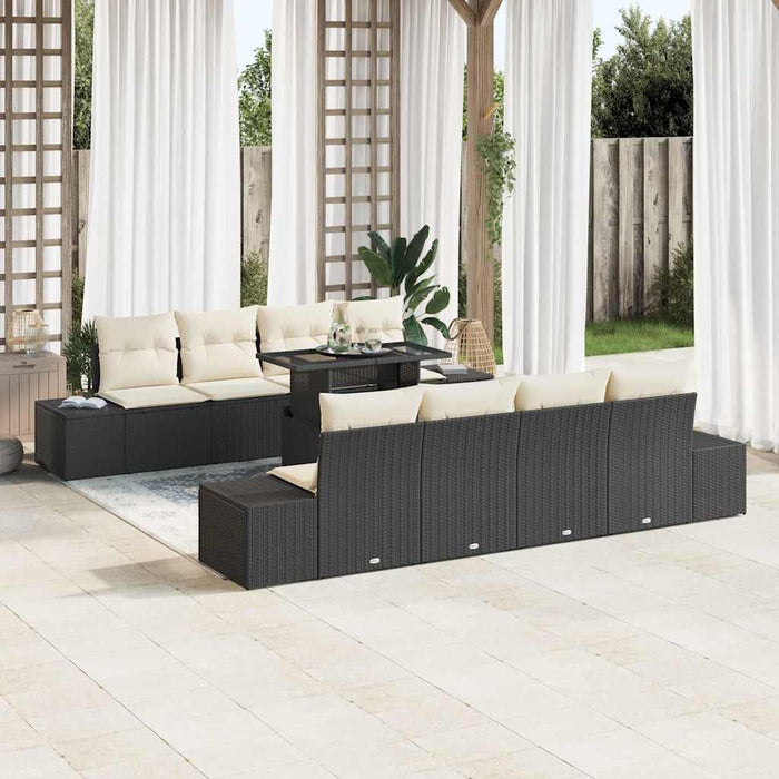 Set de canapele pentru grădină cu pernă 7 pcs negru și crem - WALTI WALTI