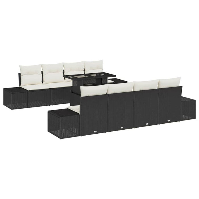 Set de canapele pentru grădină cu pernă 7 pcs negru și crem - WALTI WALTI