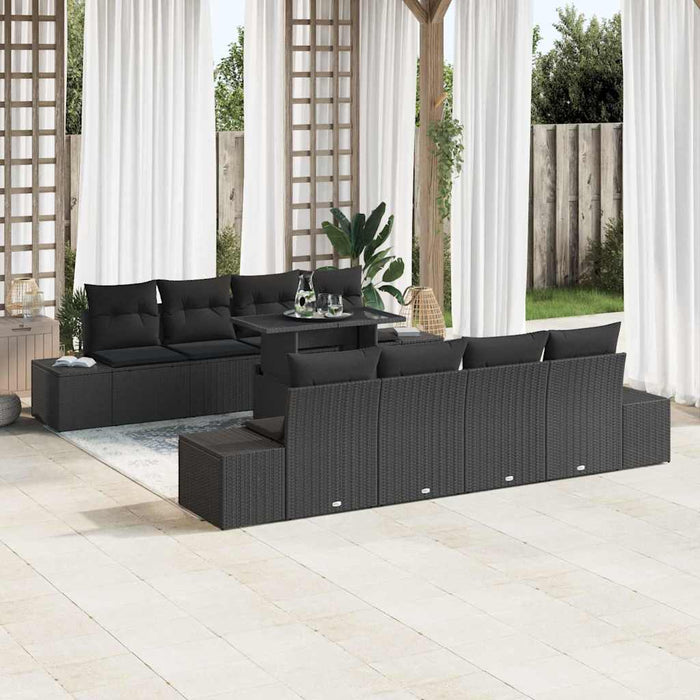 Set de canapea cu pernă Manual 7 pcs Negru poliratan - WALTI WALTI