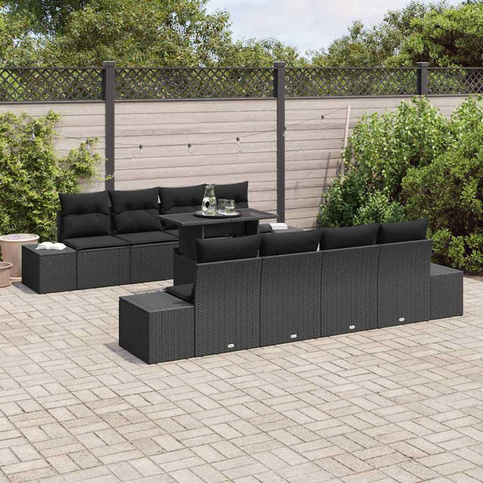 Set de canapea cu pernă Manual 7 pcs Negru poliratan - WALTI WALTI