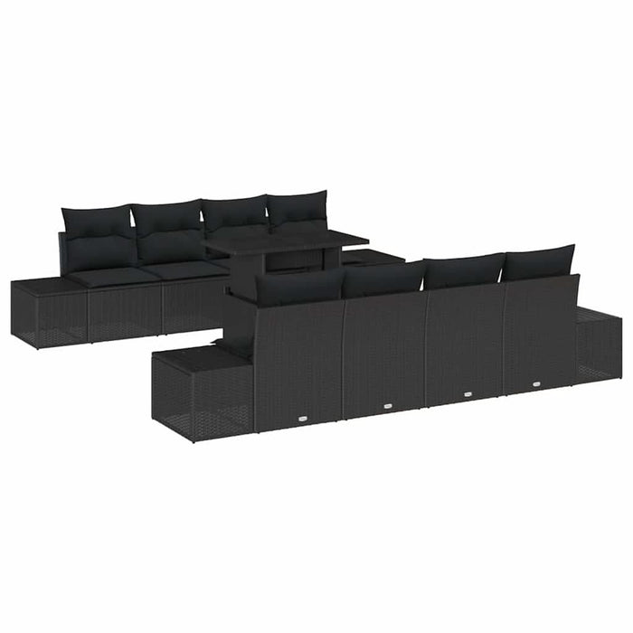Set de canapea cu pernă Manual 7 pcs Negru poliratan - WALTI WALTI