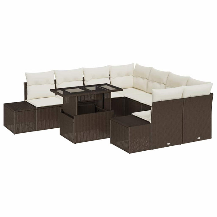 Set de canapele pentru grădină cu pernă 9 pcs maro și crem - WALTI WALTI