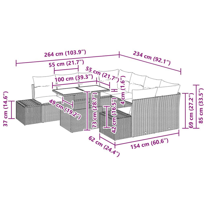Set de canapele pentru grădină 9 pcs Gri 100 x 55 x 73 cm - WALTI WALTI