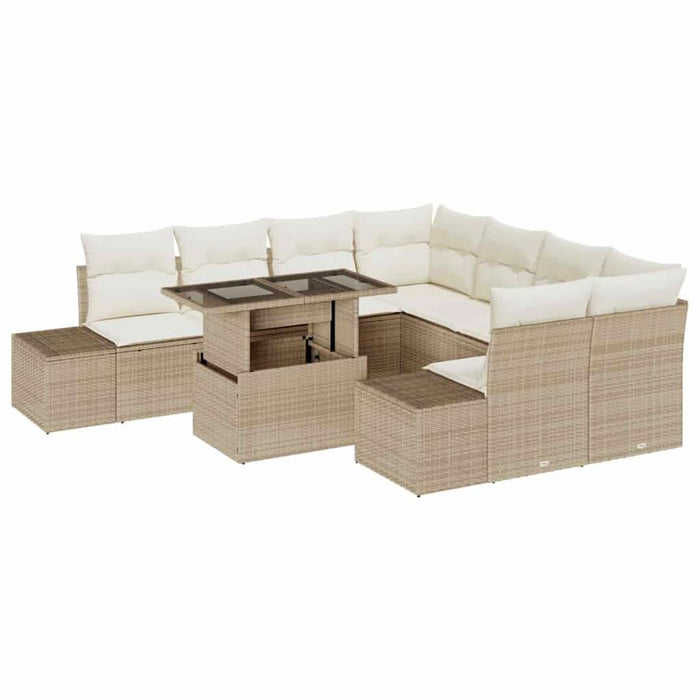 Set de canapele pentru grădină cu pernă 9 pcs bej și crem - WALTI WALTI
