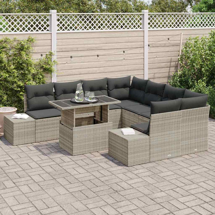 Set de canapele pentru grădină cu pernă 9 pcs Gri deschis - WALTI WALTI