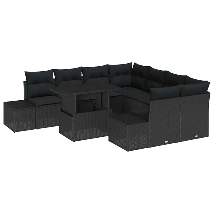 Set de canapea cu pernă Manual 9 pcs Negru poliratan - WALTI WALTI