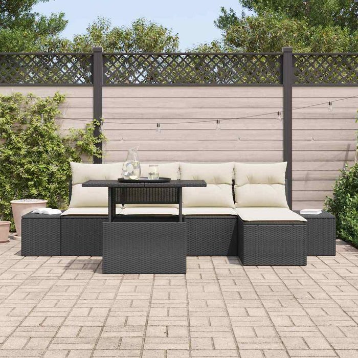 Set de canapele pentru grădină cu pernă 6 pcs negru și crem - WALTI WALTI
