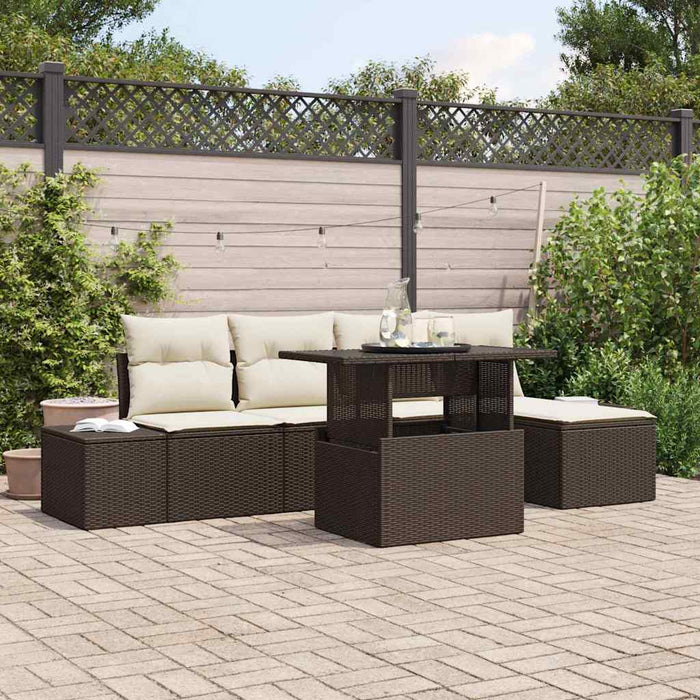 Set de canapele pentru grădină cu pernă 6 pcs maro și crem - WALTI WALTI
