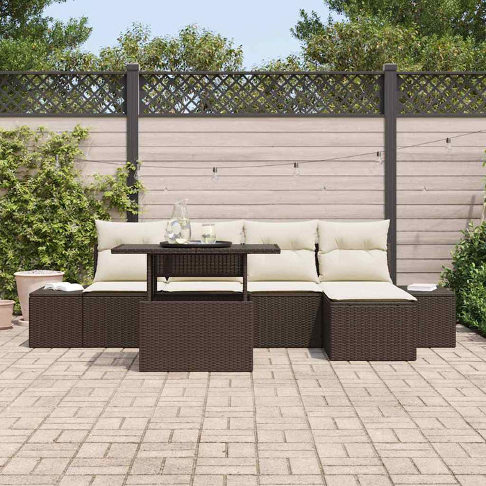 Set de canapele pentru grădină cu pernă 6 pcs maro și crem - WALTI WALTI