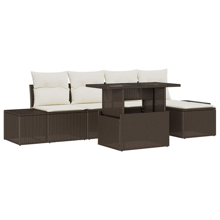 Set de canapele pentru grădină cu pernă 6 pcs maro și crem - WALTI WALTI