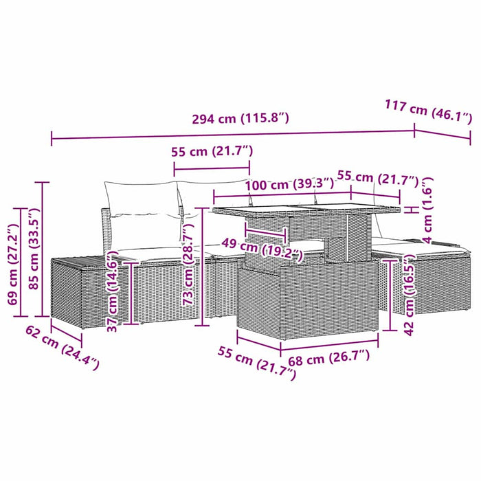 Set de canapele pentru grădină cu pernă 6 pcs maro și crem - WALTI WALTI