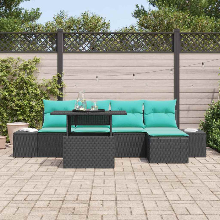 Set de canapele pentru grădină cu pernă 6 pcs Negru și Albastru WALTI