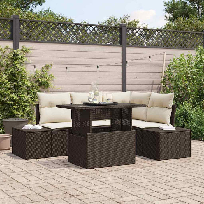Set de canapele pentru grădină cu pernă 5 pcs maro și crem - WALTI WALTI