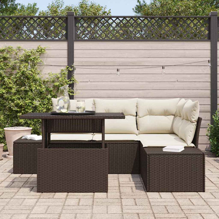 Set de canapele pentru grădină cu pernă 5 pcs maro și crem - WALTI WALTI