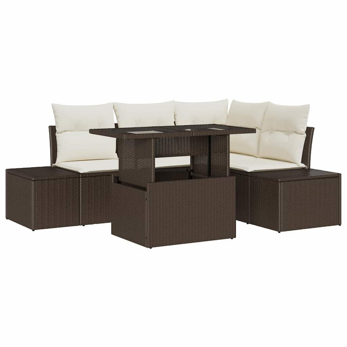 Set de canapele pentru grădină cu pernă 5 pcs maro și crem - WALTI WALTI