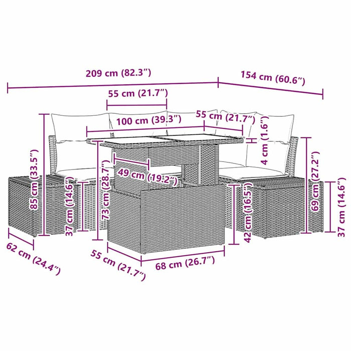 Set de canapele pentru grădină Manual 5 pcs bej și gri deschis - WALTI WALTI