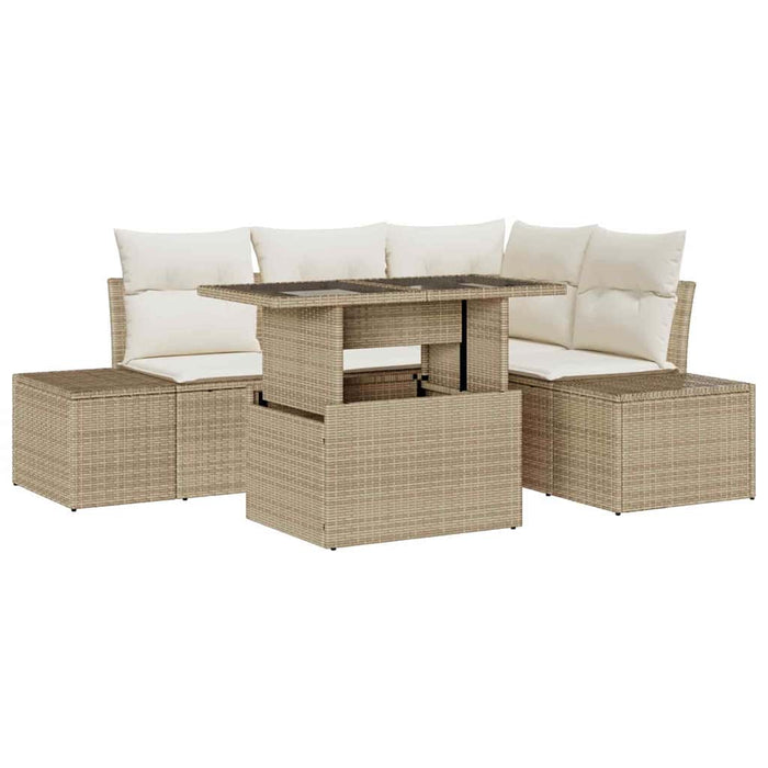 Set de canapele pentru grădină 5 pcs Bej și crem poliratan WALTI