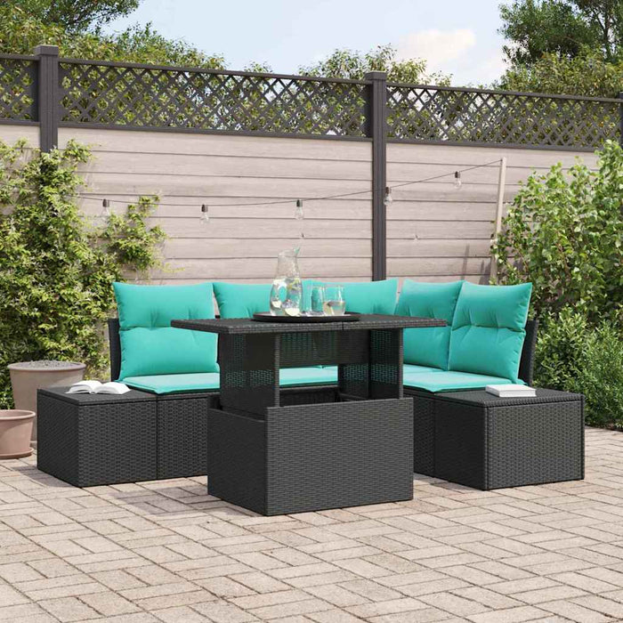 Set de canapele pentru grădină cu pernă 6 pcs Negru și Albastru WALTI