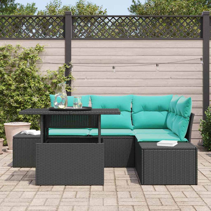 Set de canapele pentru grădină cu pernă 6 pcs Negru și Albastru WALTI