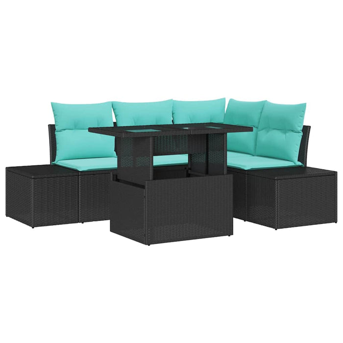Set de canapele pentru grădină cu pernă 6 pcs Negru și Albastru WALTI